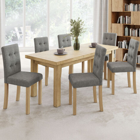 Lote de 6 sillas de comedor tapizadas POLGA gris (1/5)