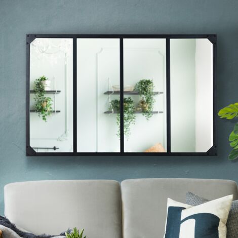 Espejo de cristal de diseño industrial de 4 franjas 110x70 cm