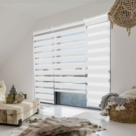 Estor enrollable noche cebra 60 x 230 cm blanco