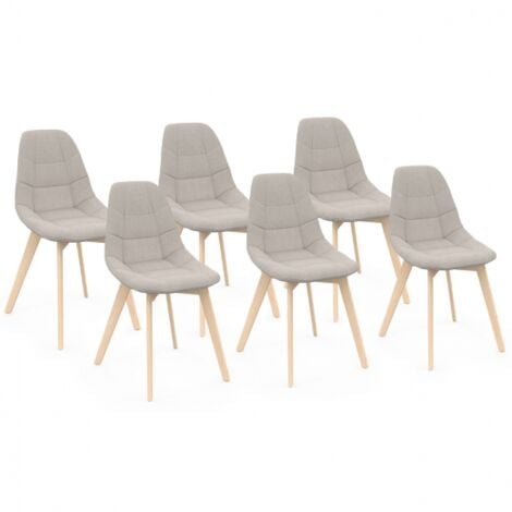Lote de 6 sillas de comedor escandinavas GABY beige de tela