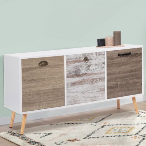 BAHIA Aparador bajo escandinavo de 3 puertas 113 cm