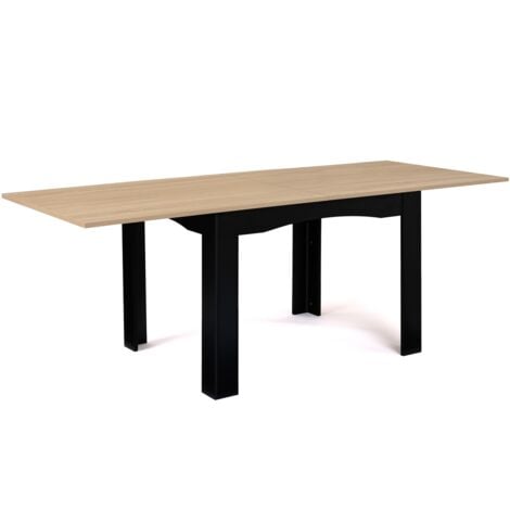 DONA mesa de comedor extensible 4-10 personas tablero de haya negro 110-220 cm