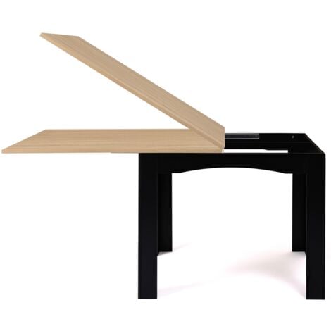 DONA mesa de comedor extensible 4-10 personas tablero de haya negro 110-220 cm