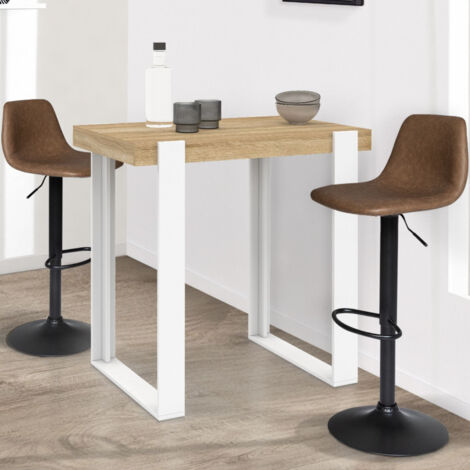 Mesa de bar PHOENIX madera y blanco 90 cm