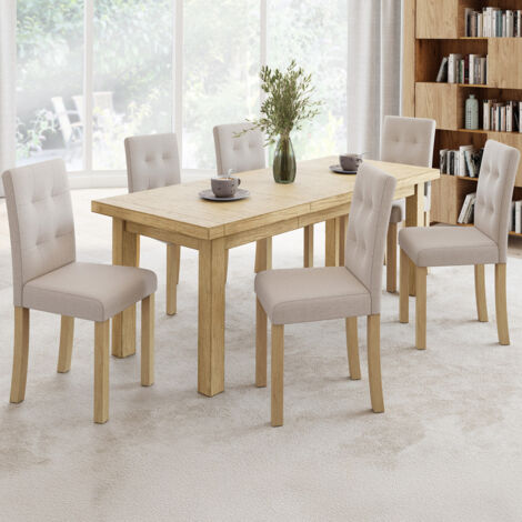 Lote de 6 sillas de comedor tapizadas POLGA beige