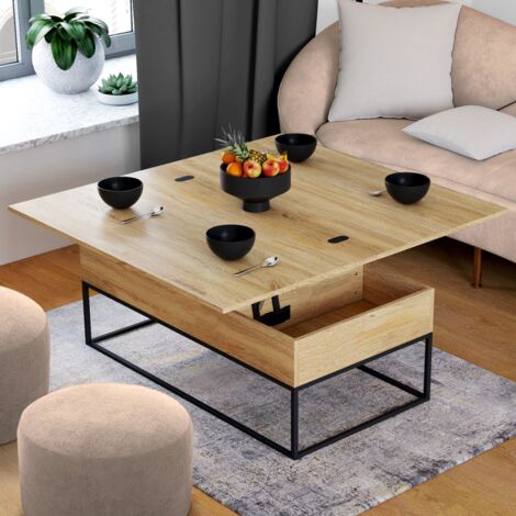 Mesa de centro rectangular convertible en mesa de comedor DETROIT diseño industrial