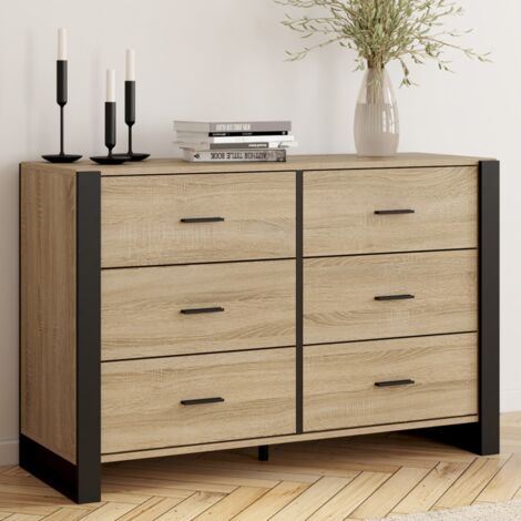 ONYX Arcón de 6 cajones 115 cm madera y negro