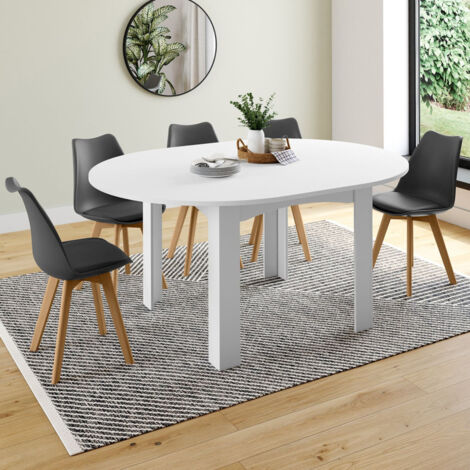 DONA mesa de comedor redonda extensible 4-8 personas blanco 120-160 cm