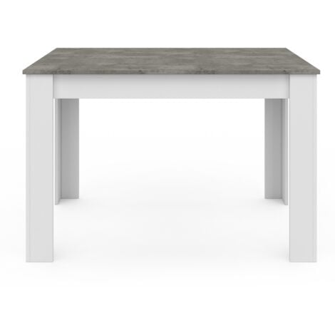 Mesa de comedor rectangular ROZY 6 personas tablero blanco efecto hormigón 110 cm