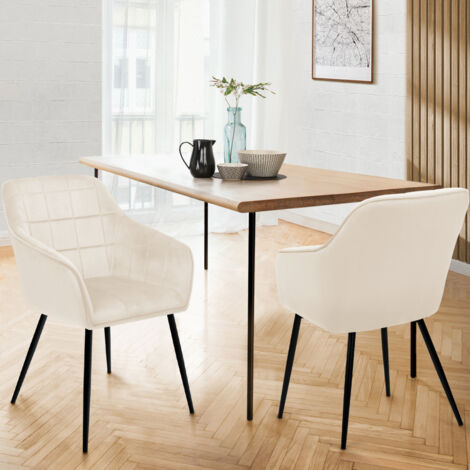 Lote de 2 sillas y sillones de comedor MADY de terciopelo beige