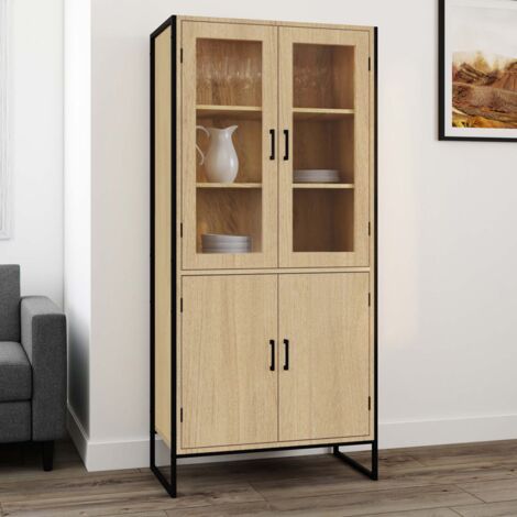 DETROIT Aparador alto de 4 puertas de diseño industrial H. 176 cm