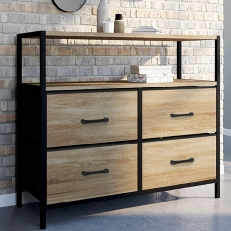 UTAH Cajonera de tela de 4 cajones 80 cm mueble de almacenaje de diseño industrial