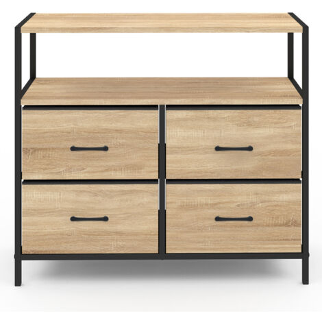 Cassettiera UTAH 9 Cassetti In Tessuto E Legno – 115 Cm, Stile Industriale, Struttura Metallica