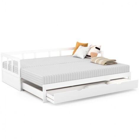 ZOYA 90 x 190 cm sofá cama convertible blanco 180 x 190 cm con 1 cajón de almacenamiento
