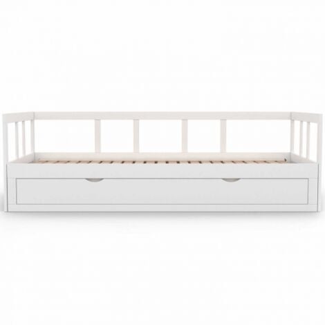 ZOYA 90 x 190 cm sofá cama convertible blanco 180 x 190 cm con 1 cajón de almacenamiento