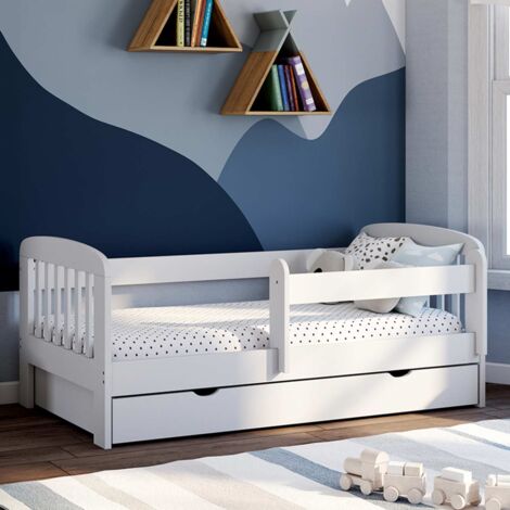 Cama infantil 80 x 160 cm LILIA 1 cajón de almacenaje con somier y barandillas