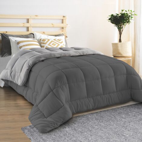 Edredón 140x200 CM ZOE polar biface gris claro y gris 400 gr