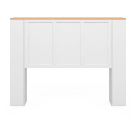 Cabecero VITO 145 CM con almacenaje blanco y tapa de madera