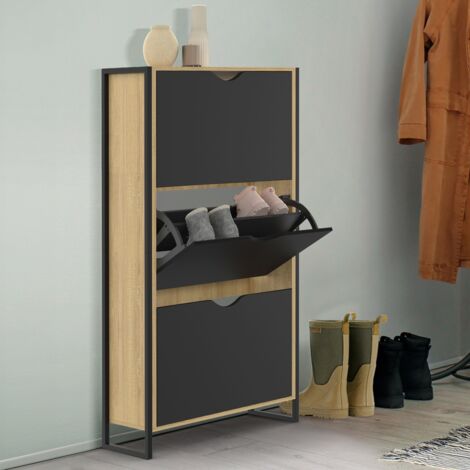 Mueble zapatero de diseño industrial de 3 puertas BOSTON