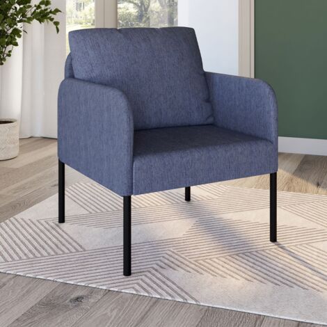 Sillón AUGUSTE tela azul patas de metal negro
