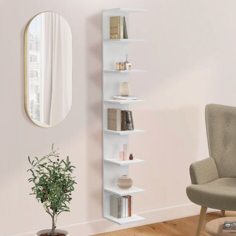 CHIARA estantería de pared de doble posición, 8 baldas, blanco 190 cm