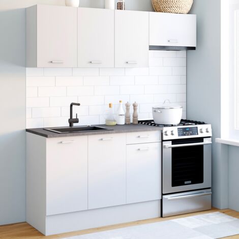 Cocina SUBTIL completa de 180 cm con encimera blanca de 5 unidades y  encimeras de hormigón, image size:470x470