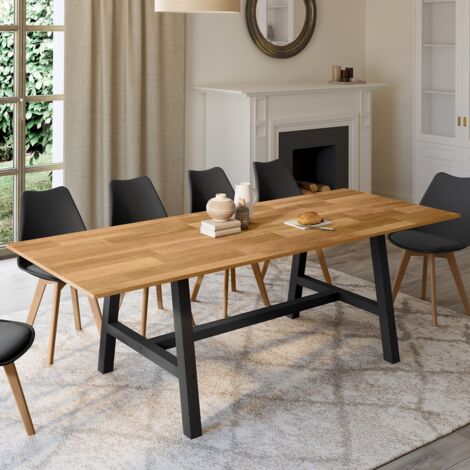 MADELEINE mesa de comedor rectangular extensible 6-12 personas madera y negro 160-240 cm