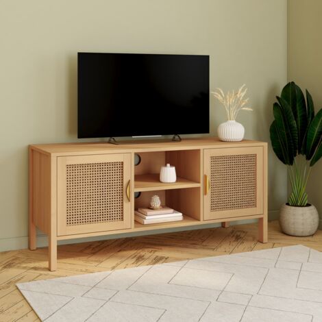 Mueble TV 2 puertas EDHEN 110 cm acabado caña