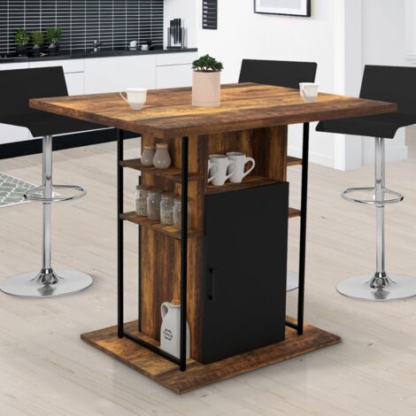 Isla central HAWKINS UGO 110 cm efecto madera negra y oscura con armarios de diseño industrial