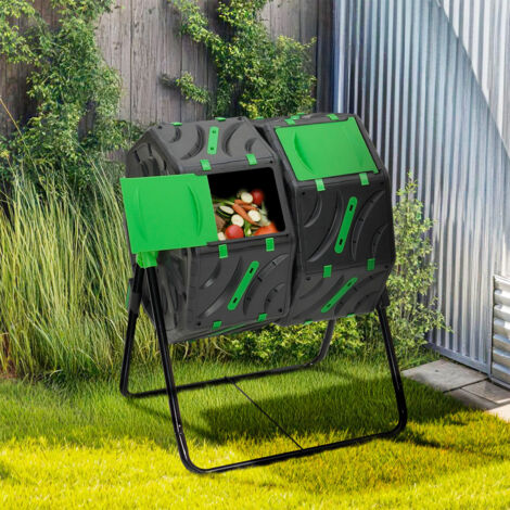 Cubo de compostaje giratorio doble de 140L