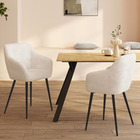 Lote de 2 sillas de comedor y sillones de mesa SHELIA en tela bouclette (1/5)