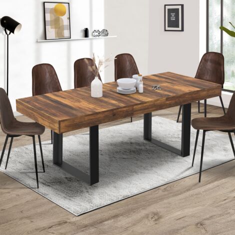 Mesa de comedor rectangular extensible PHOENIX con tablero HAWKINS para 4-8 personas madera oscura 160-200 cm (1/5)