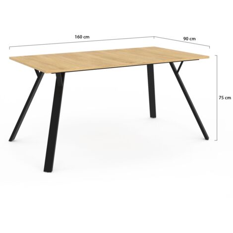 Mesa De Comedor Extensible YSEULT 6 Personas Madera Y Negro Diseno Industrial 110 Cm Idmarket 1989403181