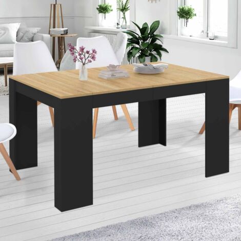 Consola extensible ORLANDO, 6 plazas, 140 cm, madera negra y chapado de haya
