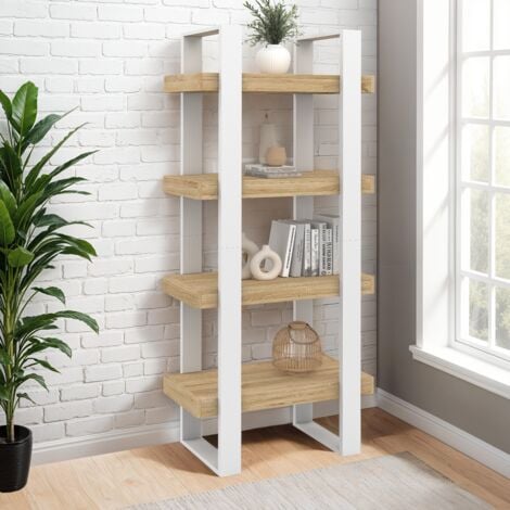 Estantería PHOENIX de madera y blanca de 4 niveles