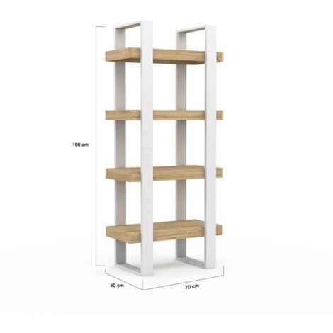 Estantería PHOENIX de madera y blanca de 4 niveles
