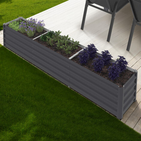 Jardinera elevada de metal marco rectangular 240 x 40 x 45 cm (1/5)