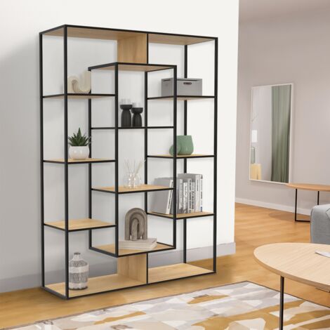 Estantería DETROIT con 11 compartimentos de diseño industrial H.143 cm