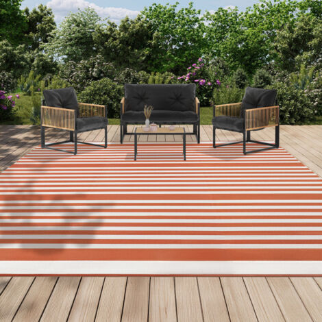 Alfombra de exterior RAYURES terracota 270 x 370 CM