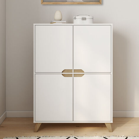 HELSINKI Mueble de almacenaje escandinavo de 4 puertas blanco (1/5)