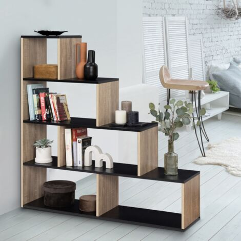 Librería escalera LINA en madera de haya y negro