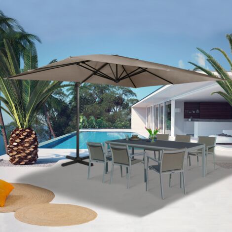360 CALVI taupe 3x4 M parasol giratorio desplazado con funda