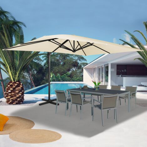 Offset 360 CALVI ecru 3x4 M parasol giratorio con funda