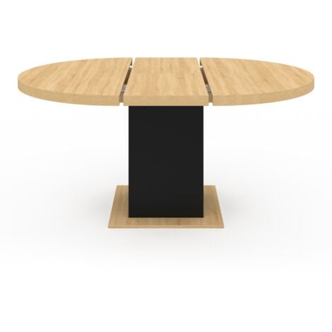 Mesa de comedor redonda extensible EDEN 4-8 personas madera y negro 120-160 cm