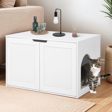 Asiento Inodoro Gato con doble puerta blanco (1/5)