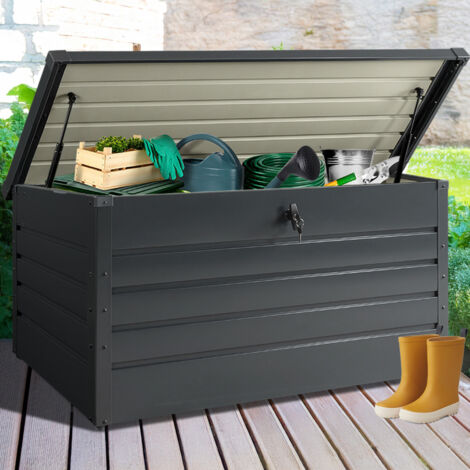 Caja metálica con cerradura gris antracita para jardín 810L 147x86x82 cm