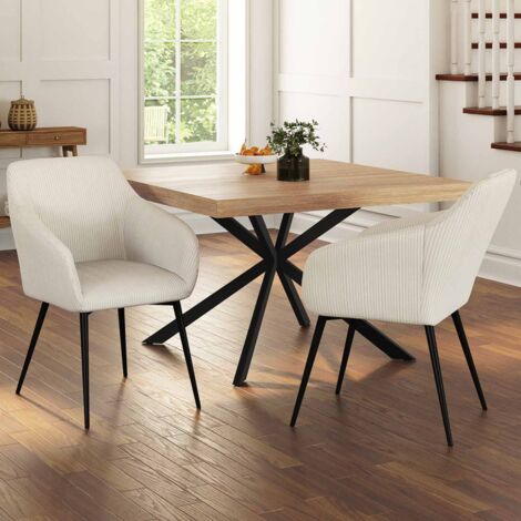 Lote de 2 sillas y sillones de comedor JANY de pana beige