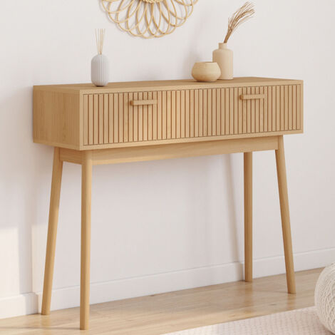 Console 2 tiroirs JULIETTE effet lattes (1/5)