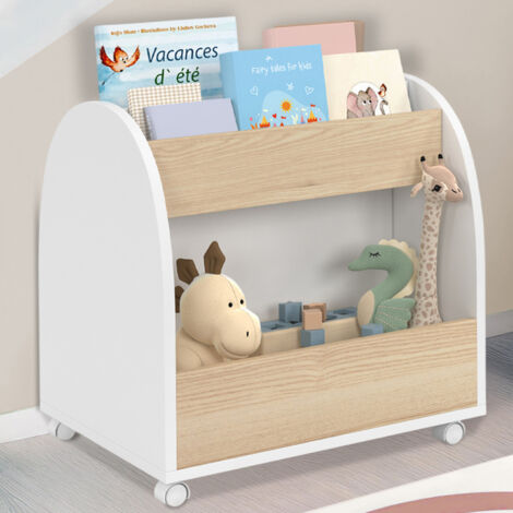 Librería infantil ANDREAS con ruedas, haya y blanco