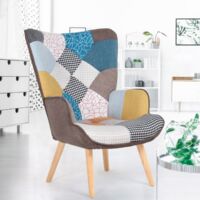 Sillón escandinavo IVAR en tejido patchwork multicolor